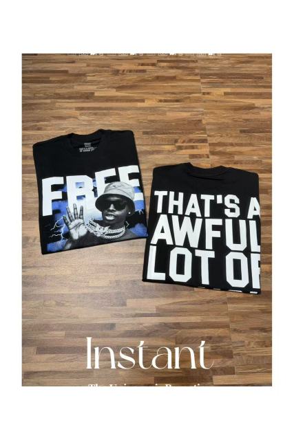Cough Syrup Vintage Hip Hop Portrait Lightning Background Letter Print Front Bold Stacked Full Slogan Tee 29302082