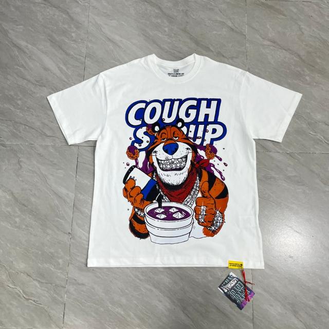 Cough Syrup West Coast Casual Fashion Front Chill Cartoon Tiger Hip Hop Accessories Syrup Pouring Graffiti Bubble Letter Print T-Shirt 2 colors 29344065