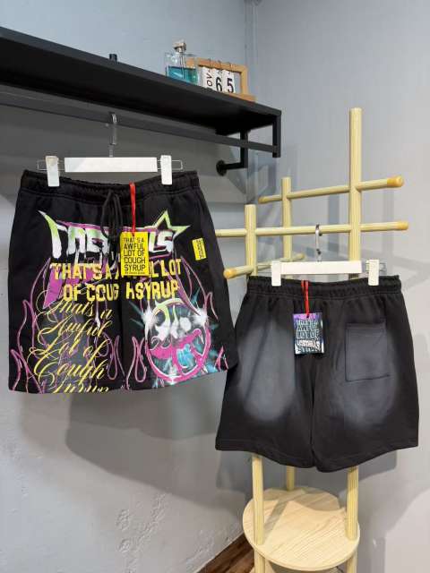 Hip Hop Portrait Graphic Cough Syrup Letter Print Drawstring Casual Street Sweat Shorts 11 colors 29288610