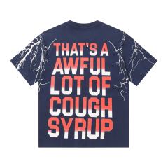 Cough Syrup Full Sleeve White Lightning Hurricane Cartoon Bird Front Gradient Stacked Full Slogan Print Tee 2 colors 29290161