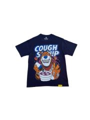 Cough Syrup West Coast Casual Fashion Solid Navy Blue Laid Back Tiger Mascot Pour Syrup Graffiti Bubble Font Print T-Shirt 29344147