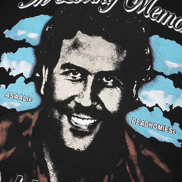Cough Syrup Asaali In Loving Memory Letter Pablo Escobar Face Print Birth Death Year Gun Handcuff Oversized Tee 29288692