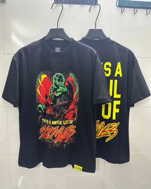 Cough Syrup Halo Snake Graffiti Front Two Layer Typography Bright Yellow Bold Block Letter Slimes Script Print Tee 29303916