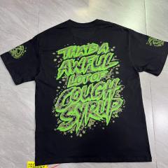 Cough Syrup Dark Grunge Streetwear Front Splatter Paint Toxic Green Jagged Graffiti Letter Overturned Cup Purple Liquid Print Oversized T-Shirt 29343950