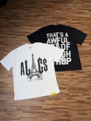 Cough Syrup Sketch Texture Eiffel Tower ALCS Gothic Letter Front Embedded Tower Stacked Slogan Tee 2 colors 29290147
