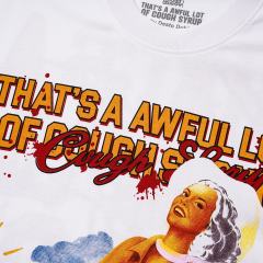 Cough Syrup Pin-Up Lady Syrup Bottle Front Red Graffiti Overlay Stacked Letter Back Print Tee 29290078
