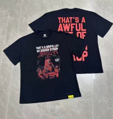 Cough Syrup Red Hue Grim Reaper Group Portrait Gothic Death Letter Front Large Orange Bold Block Slogan Print Tee 29303887