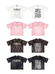 Cough Syrup Retro Sport Streetwear Available Front Simple Block Typography Back Large Stacked Letter Print Cropped Mesh Jersey T-Shirt 4 colors 29345315