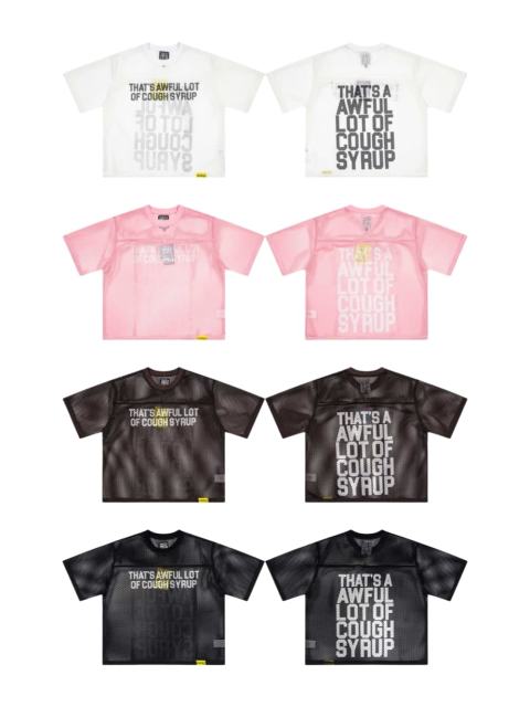 Cough Syrup Retro Sport Streetwear Available Front Simple Block Typography Back Large Stacked Letter Print Cropped Mesh Jersey T-Shirt 4 colors 29345315