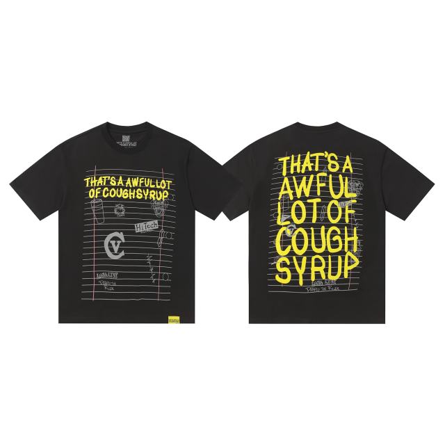 Cough Syrup Grunge Streetwear Notebook Scribble Letter Double Side Print Tee 2 colors 29302356