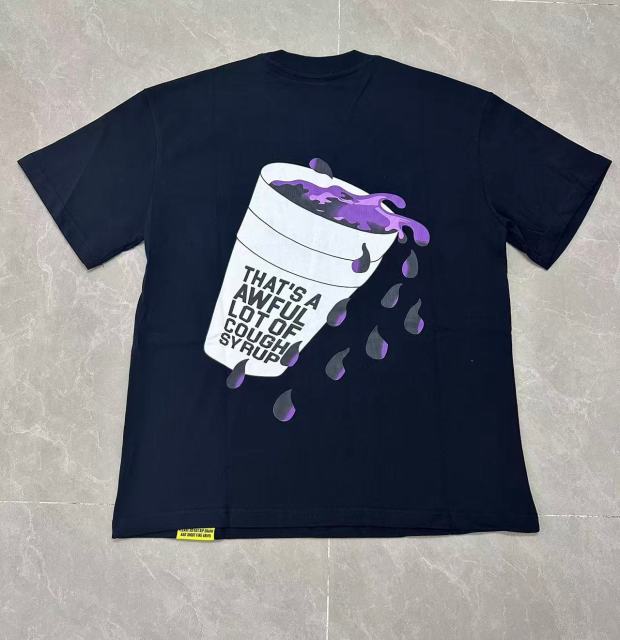 Cough Syrup PO' UP US City Name List Green Box Text Gradient Flame Front Purple Syrup Dripping Disposable Cup Print Tee 2 colors 29303911
