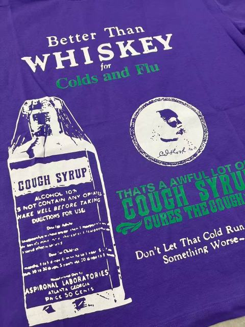 Cough Syrup Retro Old Fashion Drug Label Typography Front Comic Bubble Text Graphic Print Tee 29303849