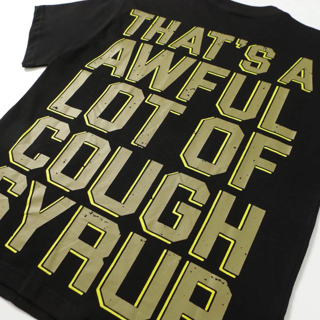 Cough Syrup Vintage Distressed Army Grenade Graphic Back Big Stacked Text Print Tee 29303794