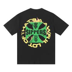 Cough Syrup West Coast Sippers Flame Motorcycle Cross Double Sided Print Tee 2 29303788