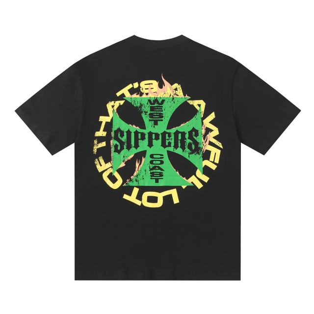 Cough Syrup West Coast Sippers Flame Motorcycle Cross Double Sided Print Tee 2 29303788