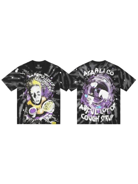 Cough Syrup Trippy Purple Liquid Splash Vortex Graphic Two Sided Print Black Spiral Tie Dye Unisex Tee 29303783