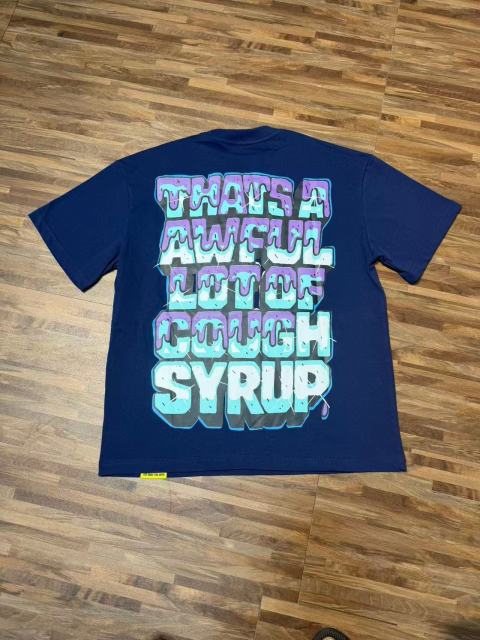 Cough Syrup West Coast Hip Hop Drip Gradient Bubble Letter Juiceman Cartoon Graphic Front Multi Layer Outline Stacked Slogan Tee 2 colors 29302092