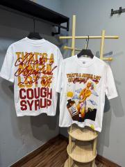Cough Syrup Pin-Up Lady Syrup Bottle Front Red Graffiti Overlay Stacked Letter Back Print Tee 29290078