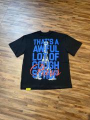 Cough Syrup Eiffel Tower France Flag Travel Stamp Graphic Front Large Bold Blue Stacked Letter Tee 2 colors 29290156