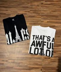 Cough Syrup Sketch Texture Eiffel Tower ALCS Gothic Letter Front Embedded Tower Stacked Slogan Tee 2 colors 29290147