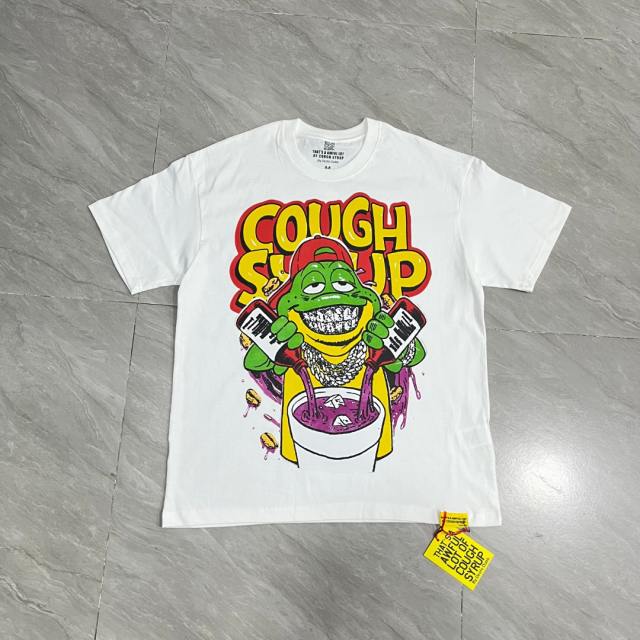Cough Syrup Retro Old School Streetwear Front Chill Frog Mascot Chain Necklace Syrup Drip Cartoon Illustration Print T-Shirt 3 colors 29344031