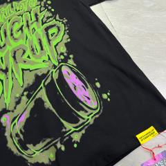 Cough Syrup Dark Grunge Streetwear Front Splatter Paint Toxic Green Jagged Graffiti Letter Overturned Cup Purple Liquid Print Oversized T-Shirt 29343950