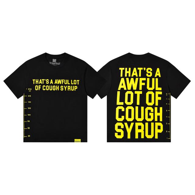 Cough Syrup Minimal Street Small Front Slogan Side Ruler Scale Print Large Stacked Bold Letter Back Tee 5 colors 29302154