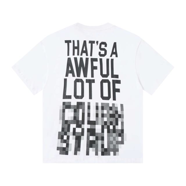 Cough Syrup Cyber Street Glitch Pixel Mosaic Half Blur Text Front Segmented Normal & Distorted Stacked Letter Back Tee 2 colors 29302180