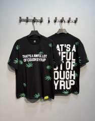 Cough Syrup Scattered Leaf All Over Print Front Small Slogan Back Big Stacked Text Tee 2 colors 29288645