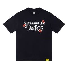 Cough Syrup Lip Print Decorated Front Small Text Back Stacked Bold Letter Cursive Word Print Tee 29303861