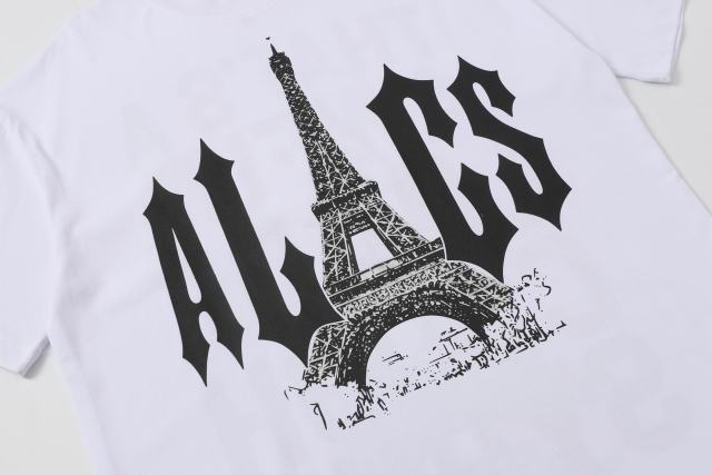 Cough Syrup Sketch Texture Eiffel Tower ALCS Gothic Letter Front Embedded Tower Stacked Slogan Tee 2 colors 29290147