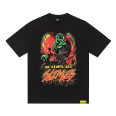 Cough Syrup Halo Snake Graffiti Front Two Layer Typography Bright Yellow Bold Block Letter Slimes Script Print Tee 29303916