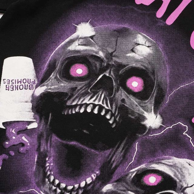 Cough Syrup Two Purple Eye Skull Lightning Front Snake Ring Background Dripping Graffiti Text Print Tee 2 colors 29290122
