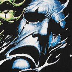 Cough Syrup Green And Blue Contrast Split Demon Face Front Large Stacked Text Slogan Back Oversized Tee 29288677