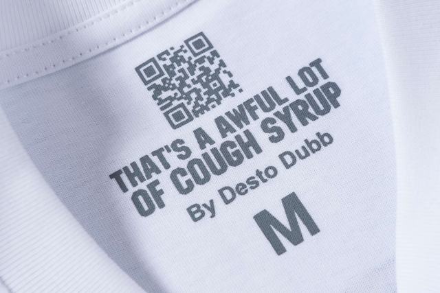 Cough Syrup Luxury Hip Hop Rhinestone Mesh Texture Front Horizontal Slogan Back Framed Dollar Sign Records Logo Tee 29302196