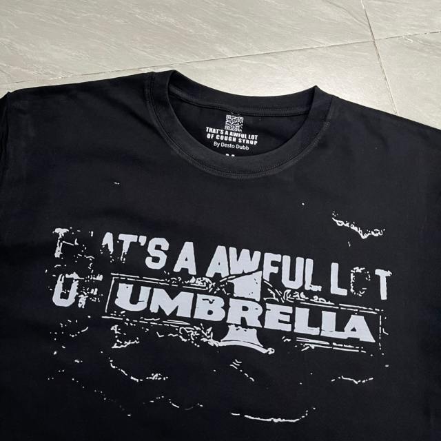 Cough Syrup Grunge Hip Hop Streetwear Front Faded Distressed Umbrella Text Back Giant Stacked Worn Block Letter Print T-Shirt 2 colors 29345297