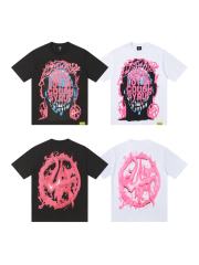 Cough Syrup Horror Teeth Portrait Print Back Irregular Flame Circle Demon Logo Double Sided Print Tee 2 colors 29304000