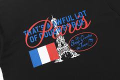 Cough Syrup Eiffel Tower France Flag Travel Stamp Graphic Front Large Bold Blue Stacked Letter Tee 2 colors 29290156
