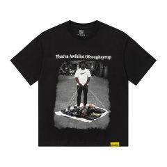 Cough Syrup Hip Hop Streetwear Street Vendor Figure Print Back Split Text Street Sign Design Tee 2 colors 29288641
