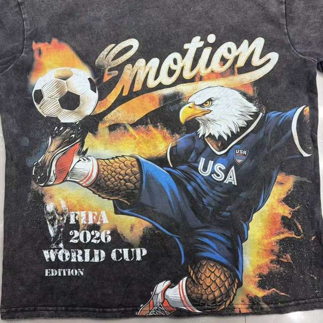 Mixed Emotion USA Canada Mexico World Cup Flame Eagle Print T-shirt 29370498
