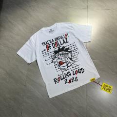 Cough Syrup 0s Grunge Hip Hop Streetwear Solid White Brick Wall Background Cartoon Face Graffiti Red Strike Through Text T-Shirt 29344169