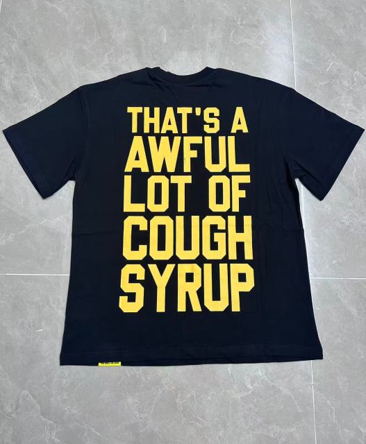 Cough Syrup The Last Supper Hip Hop Rapper Group Remake Painting Front Large Bold Yellow Block Letter Slogan Print Tee 29303902