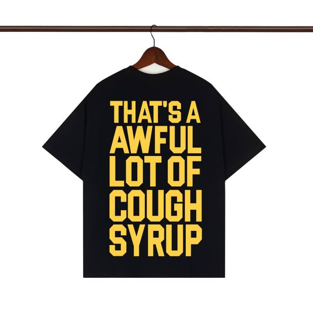 Cough Syrup Pop Hip Hop Streetwear Front Cartoon Characters Last Supper Oil Painting Back Large Bold Yellow Block Letter Print T-Shirt 2 colors 29345276