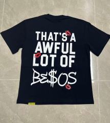Cough Syrup Lip Print Decorated Front Small Text Back Stacked Bold Letter Cursive Word Print Tee 29303861