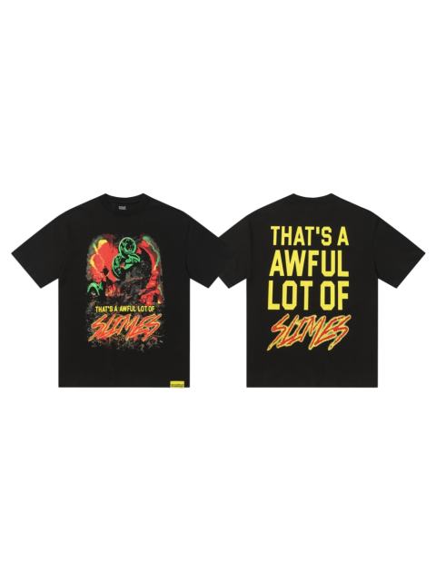 Cough Syrup Halo Snake Graffiti Front Two Layer Typography Bright Yellow Bold Block Letter Slimes Script Print Tee 29303916