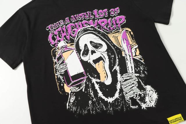 Cough Syrup Dark Punk Horror Ghostface Graffiti Figure Drip Deformed Font Dual Side Printed Tee 29302305