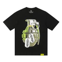 Cough Syrup Vintage Distressed Army Grenade Graphic Back Big Stacked Text Print Tee 29303794