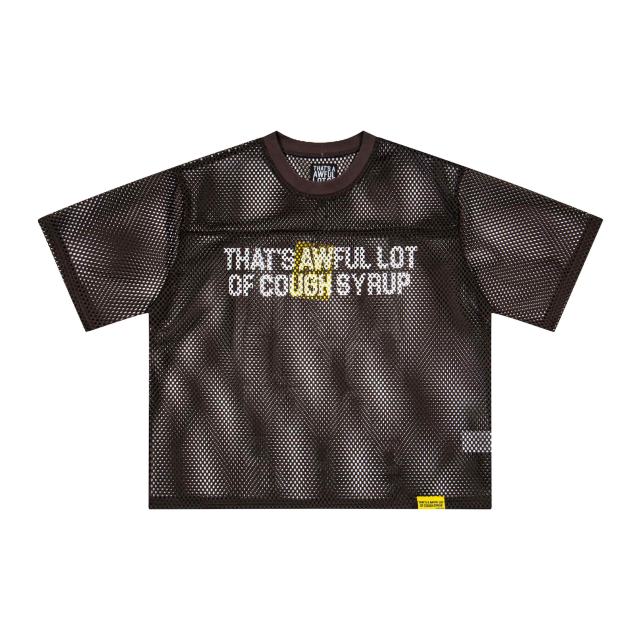 Cough Syrup Retro Sport Streetwear Available Front Simple Block Typography Back Large Stacked Letter Print Cropped Mesh Jersey T-Shirt 4 colors 29345315