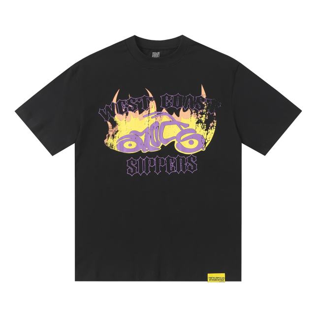 Cough Syrup West Coast Sippers Flame Motorcycle Cross Double Sided Print Tee 2 29303788