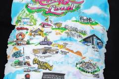 Cough Syrup West Coast Hip Hop Streetwear Front Rolling Loud City Map Landmark Character Multicolor Cartoon Illustration Print Back Green Outline Flame Wavy Oversized T-Shirt 29343931
